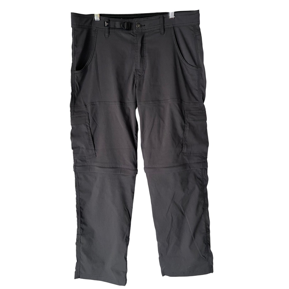 Prana Stretch Zion Convertible Pants Charcoal Gray 34x30 Mens